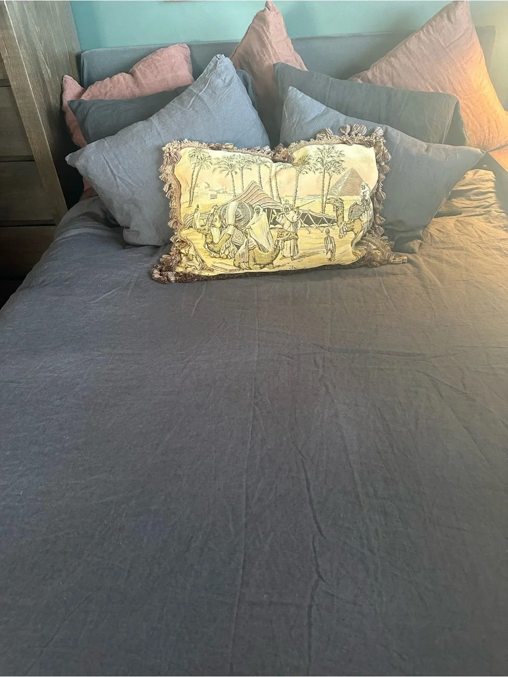 QUINCE European Linen Duvet Cover Set in Full/Queen & down comforter!! CHARCOAL